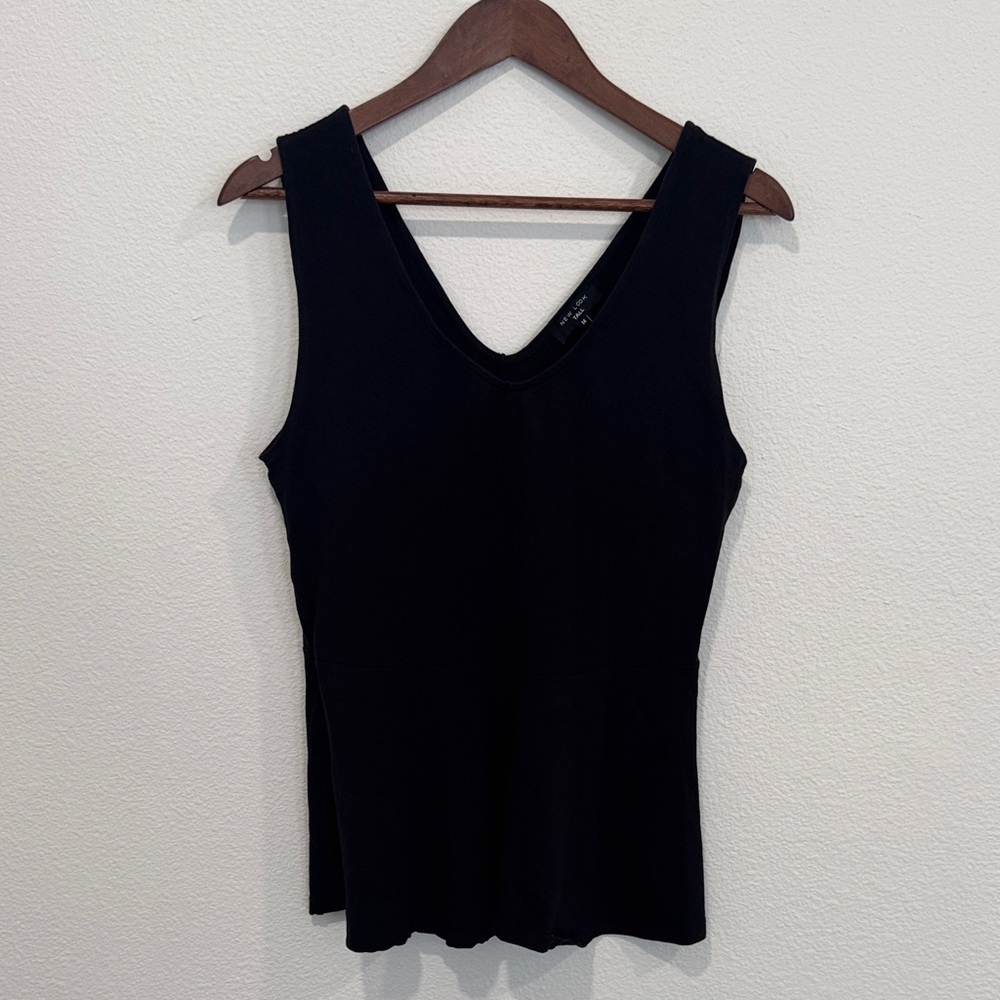 New Look Black V-Neck Peplum Tank Top